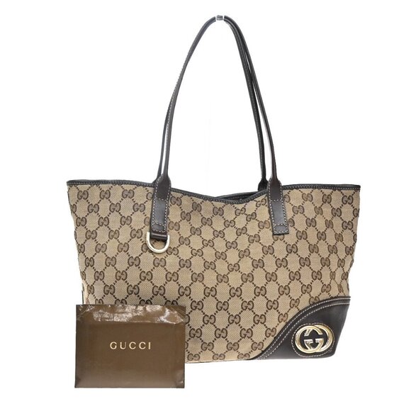 GUCCI GG Logo Abbey Shoulder Bag Canvas Leather Brown GHW Italy - Picture 1 of 16